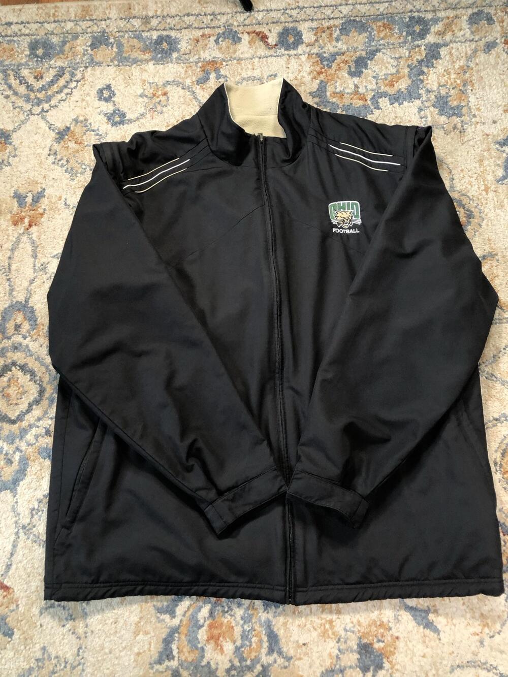 Ohio Bobcats Jacket Mens XL Black NCAA Football Adidas ClimaWarm Fleece Full Zip
